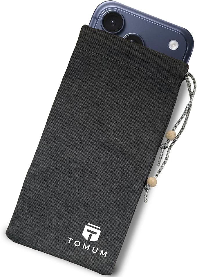 TOMUM EMF Shield Sleeve for Cell Phone - EMF Protection Smartphone Pouch - Anti EMP Bag - Signal Blocking Case for Radiation EMP 5G RFID Black