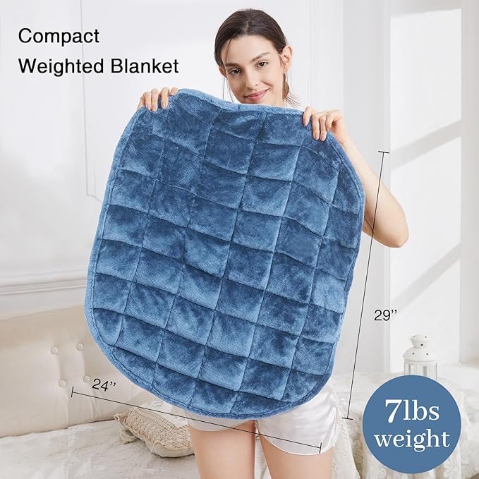 Alomidds Weighted Blanket 7lbs for Adults, Cozy Breathable Weighted Lap Blanket, Small Weighted Blanket Travel, Weighted Lap Pad for Sofa, Couch, Bluish Gray, 29" x 24"
