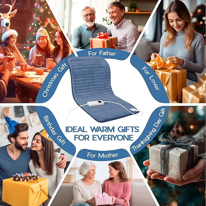 Heating Pad for Gifts Soothing Heat Therapy for Women & Men, Perfect Christmas, Mothers Day, Birthday Gifts for Her, Dad Gifts & White Elephant Gift, Cozy Stocking Stuffer for Women/Mom