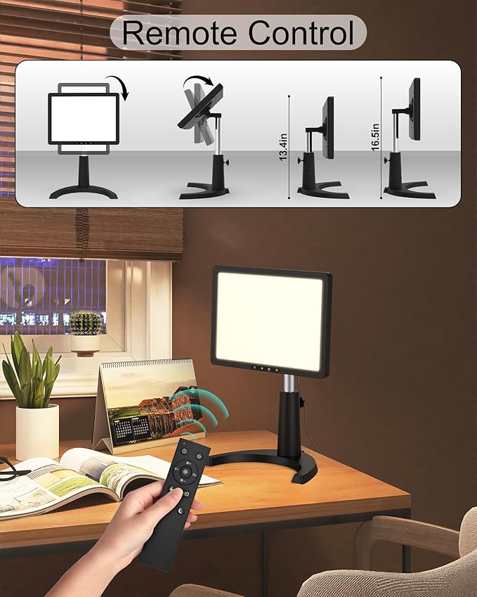 12000 Full Spectrum, UV-Free Light LED Sunlight Lamp with 3 in 1 Mount, Timer & Adjustable Brightness, Portable, Daylight for Office Reading Morning Routine