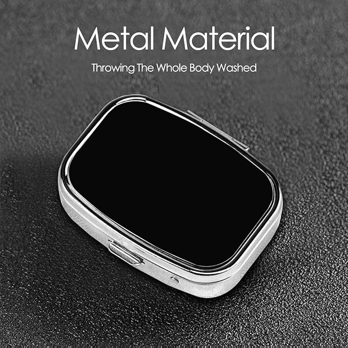 Medicine Pill Organizer, Medicine Pill Box Case Container Travel Pill Holder Vitamin for Purse Med Wallet Portable Mini Pastillero Square, Black01, Customized Gifts