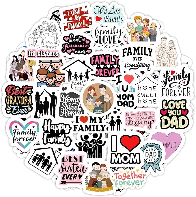 BulbaCraft Family Stickers for Water Bottle and Laptop - Family Party Supplies & Decorations, Waterproof Vinyl Decals, Home and Love Stickers, Gifts for Women & Men