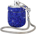 Rhinestone Pill Box Bling Pill Holder Keychian Aluminum Pill Container Mini Cylinder Pill Case Organizer for Purse Keychain Pill Bottle Vitamin Medicine Tracker (Blue)