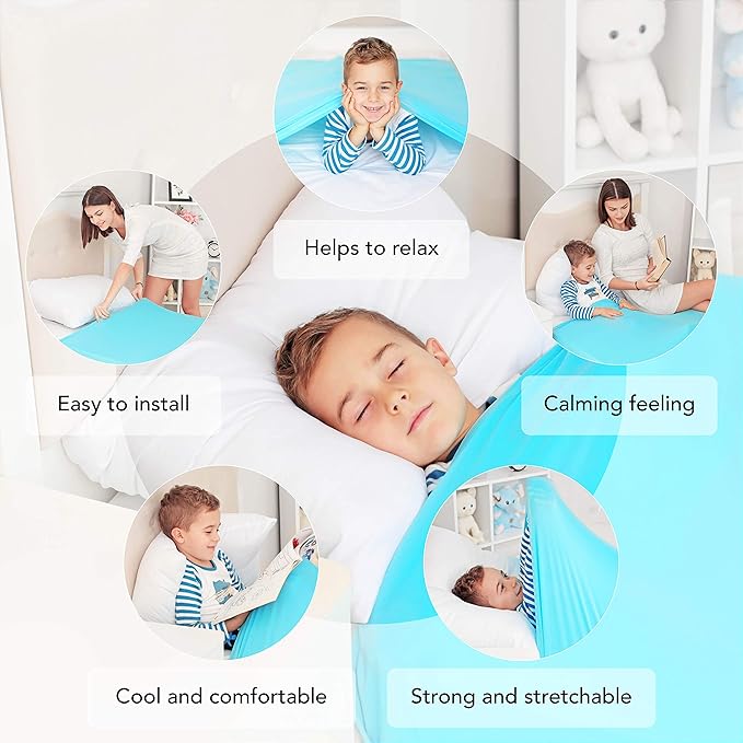 Sensory Compression Blanket | Spandex Bed Sheet for Kids & Adults | Deep Relaxing Feeling, Release Oxytocin | Helps With: SPD, Anxiety, ADHD, Autism and More | Breathable & Stretchable | Queen Size