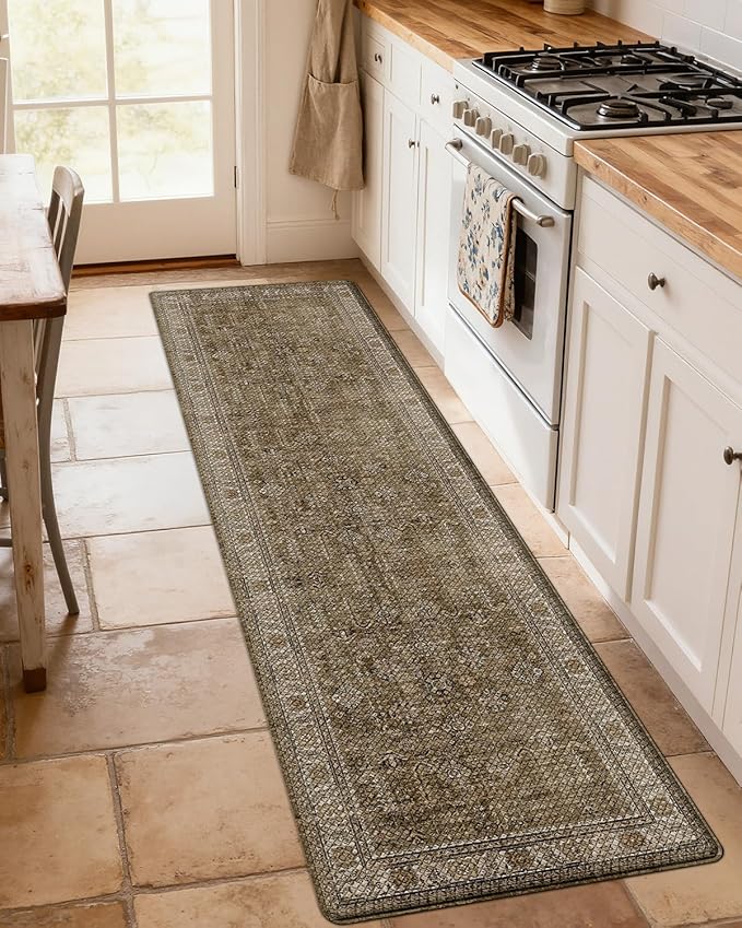 LUMI 2025 Upgraded Anti Fatigue Cushioned Kitchen Mat for Floor, Non-Slip Comfort PVC Padded Mats with Faux Leather Surface for Desk Office, Sink, Laundry, 24"x59"