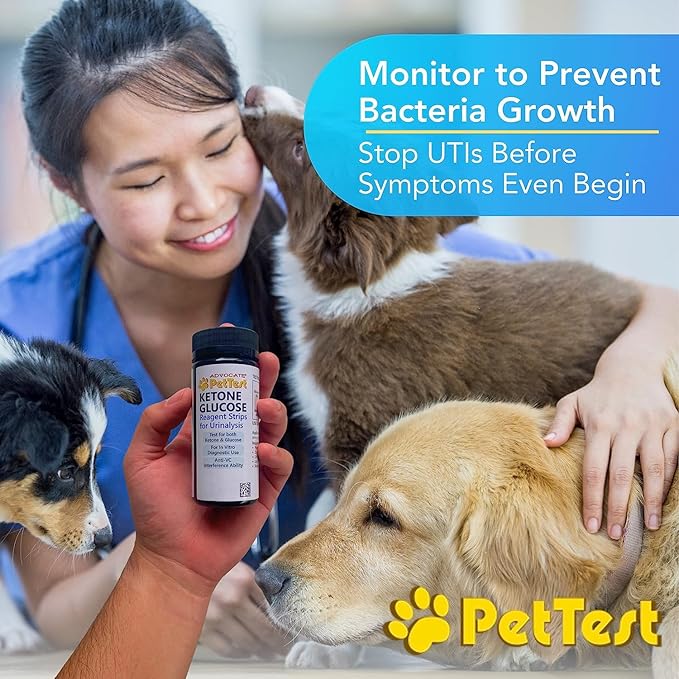 Pet Urine Test Strips Ketone Glucose Strips for Dogs and Cats Urinalysis (50 Strips) Monitoring and Avoid UTI by Advocate Pettest