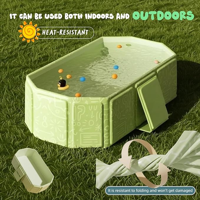 Collapsible Bathing Basin 29.5×17.7×9.8 in, Foldable Portable Tub with Drain Plug, Compact Storage Basin for Toddlers and Pets, Suitable for Outdoor, Travel or Balcony Use