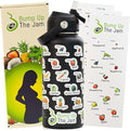 Pregnancy Water Bottle Tracker - 32 Ounce Stainless Steel - Includes Weekly Pregnancy Tracker Stickers (Midnight Black Color)