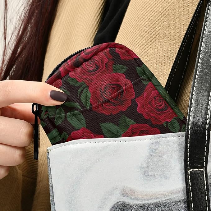 xigua Rose Flower Pill Case 7-Day Travel Pill Organizer Box with Zipper Closure for Vitamins, Medication and Supplements