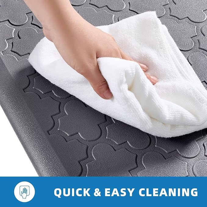 Kitchen Mats for Floor - Anti Fatigue Mats for Kitchen Floor - Non Slip Cushioned Rugs for Standing, Office, Sink, Laundry, Grey