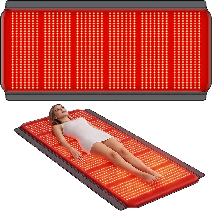 Full Body Red Light Therapy Mat, 74.8"*35.4" Whole Red Light Therapy Blanket with 3 Light Modes & 5 Working Modes, 1260 LEDs redlight with 660nm & 850nm for Men, Women, Pets