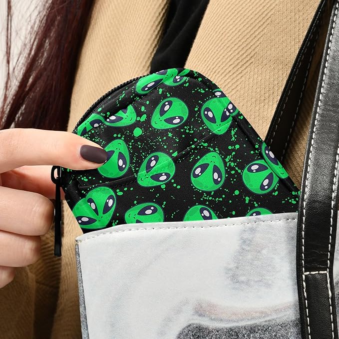Green Alien Pill Box 7 Day Pill Case Travel Pill Organizer Bag Container for Medicine with Zipper Portable Weekly Case Compact Size for Medicine, Vitamin, Supplement