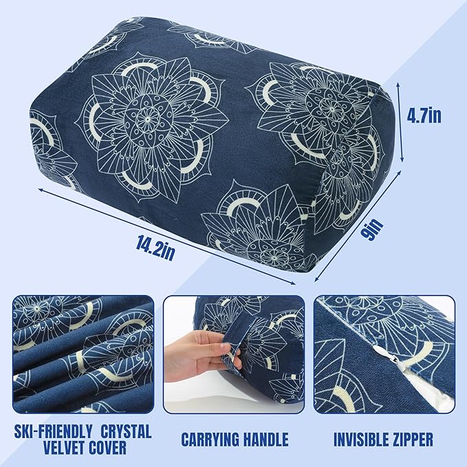 MABOZOO Yoga Bolster Pillow, Rectangular Yoga Bolster for Restorative & Meditation, Professional Meditation Cushion with Carry Handle