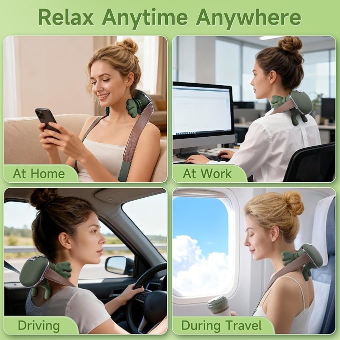 Neck Massager for Pain Relief with Heat Deep Tissue Shiatsu Neck and Shoulder Massager Bionic Hand Design for Muscle Relaxation at Home Office or Travel