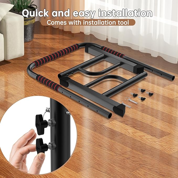 Adjustable Walking Pad Handle only, 19.7 inch Wide, 46 inch Max Height, Black/Red