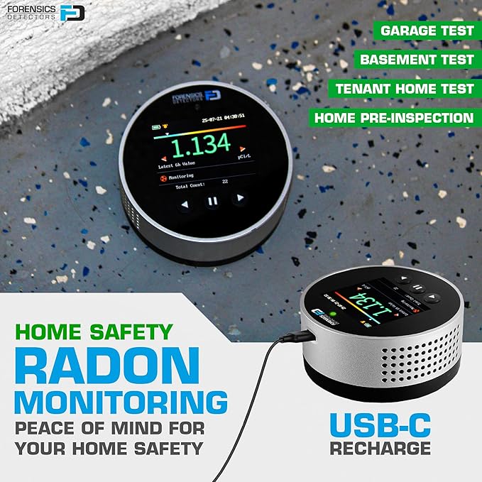 Radon Detector by Forensics | Home Use | Upgraded 20-Year Sensor Life | Version 2.0 |