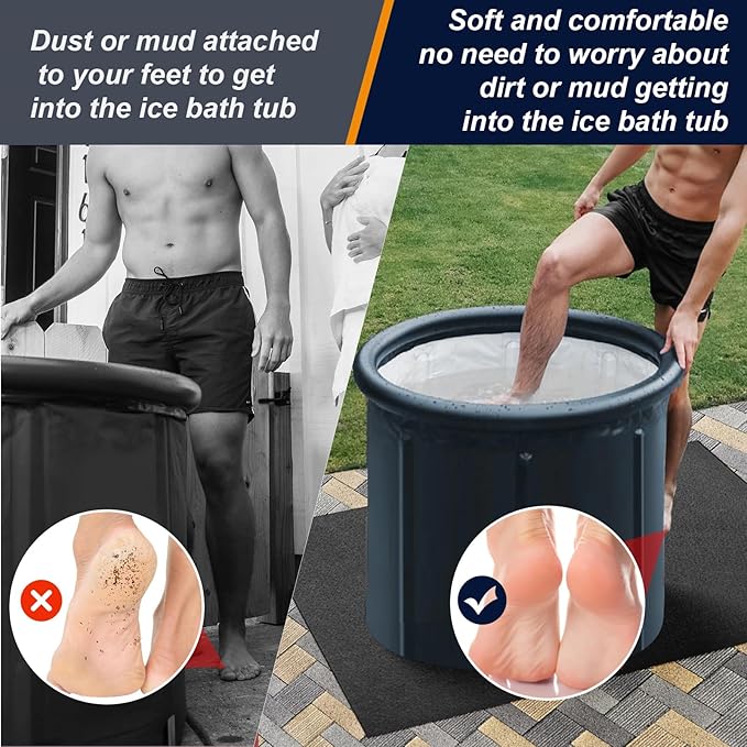 XANGNIER Cold Plunge Mat,55x55in Ice Bath Tub Protective Floor Mat,Waterproof,Slip-Proof,Indoor Outdoor,Portable Ice Bath Accessories