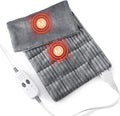 Massaging Heating Pad for Neck and Shoulders and Back, Large Electric Heating Pad for Back Pain Relief with 3 Heat Levels, 4 Massage Settings, 4 Massage Motors (Dark Grey, 33'' * 18'')