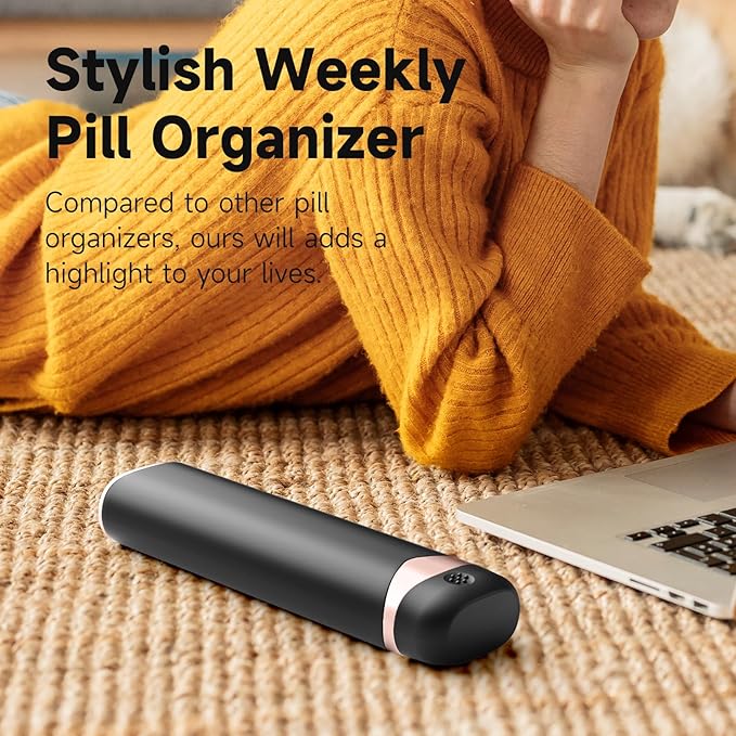 Weekly Pill Organizer, 7 Day Pill Box, Cute Pill Case for Travel, Daily Pill Dispenser Holder Container for Medicines Vitamin Finish Oil