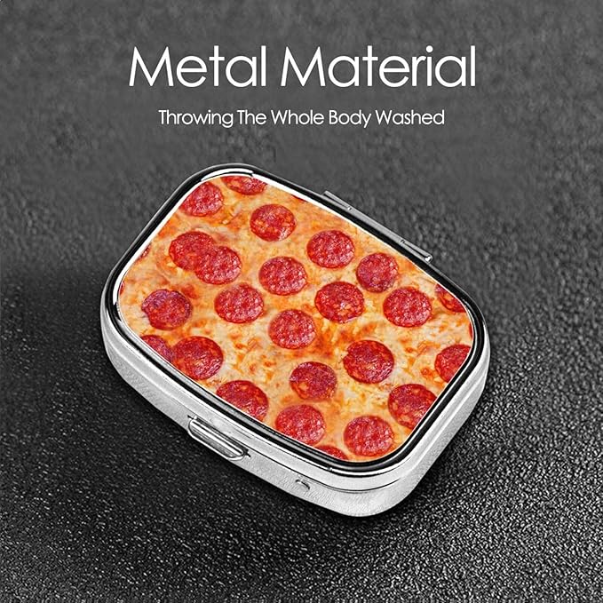 Small Pill Case Pizza, Travel Pill Organizer Pill Box Portable Medicine Organizer, Cute Pill Holder Container for Vitamin, Fish Oil