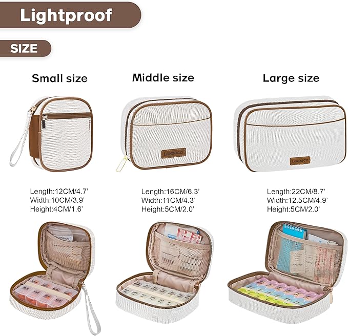 Weekly Travel Pill Organizer 3 Times A Day Pill Case for Purse with Removable 7 Day Pill Box Holder,Cute Medication Organizer Pill Container for Medicine, Vitamin, Fish Oils,Supplement (Brown, Large)