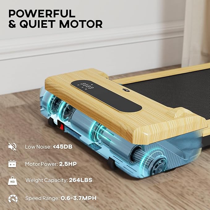 Soozier Walking Pad, 2.5HP Under Desk Treadmill with Remote Control, Transport Wheels and LED Display, Quiet Walking Jogging Machine for Home Gym Office, 264 lbs Capacity, Installation-Free
