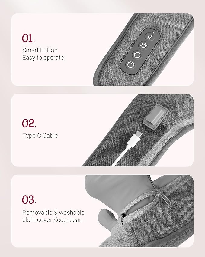Cordless Neck Massager with Heat - FSA Eligible HSA Neck Shoulder Massager for Pain Relief Deep Tissue,6D Deep Kneading Shiatsu Back Massage, Gifts for Fathers Men Women