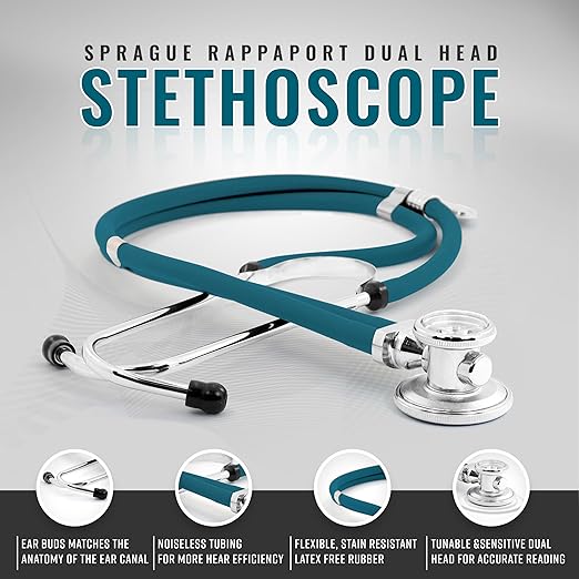 ASA TECHMED Medical Starter Kit – Stethoscope, Durable Blood Pressure Monitor, EMT Shears & Protective Carrying Case – Ideal for Healthcare Students & Professionals, Teal