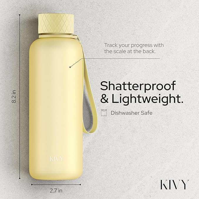 KIVY Slim Water Bottle 22oz [Lightweight & Shatterproof] Leak Proof Bottle for Women & Men - Clear plastic water bottle no straw - Dishwasher Safe Tritan Bottle BPA Free