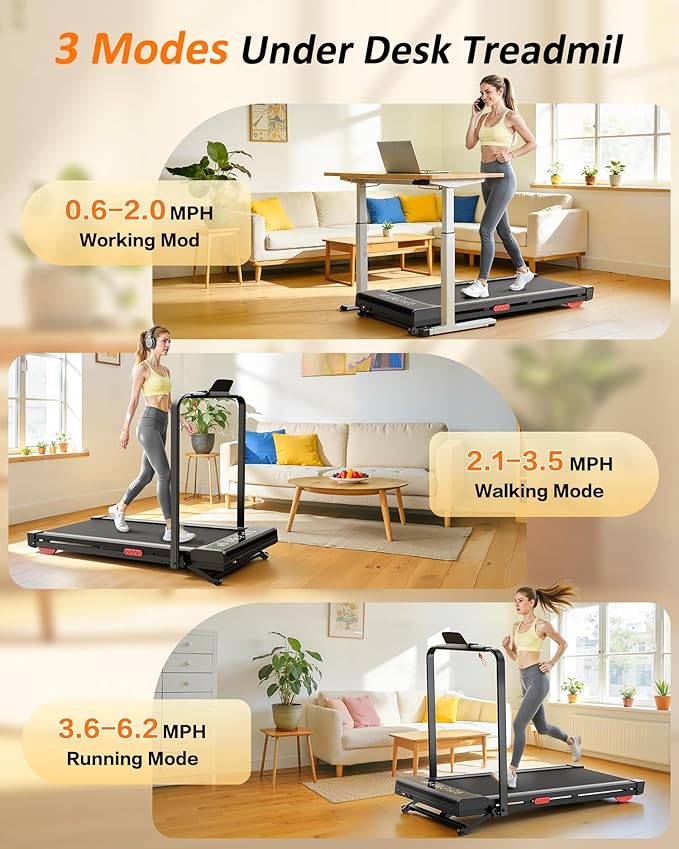 Treadmill with Auto Incline,12-Level Incline Walking Pad Treadmill with Handle Bar,3.0HP Quiet Under Desk 350 lbs Weight Capacity 2 in 1 Foldable Treadmills Walking LED Display for Home Office Gym