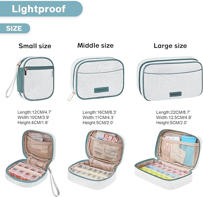 Weekly Travel Pill Organizer 2 Times A Day Pill Case for Purse with Removable AM PM 7 Day Pill Box Holder,Cute Medication Organizer Pill Container for Medicine, Vitamin, Supplement(Teal, Medium)