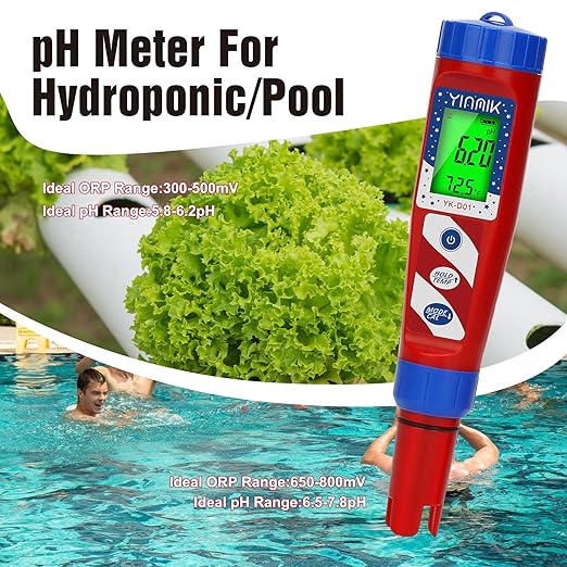 Hydrogen Water Tester, pH Tester, Digital pH Meter for Hydrogenated Water,H2 Meter(PPB/PPM), ORP Meter Hydrogen Water Bottle Test, pH ORP Meter for hydroponics/Swimming Pool