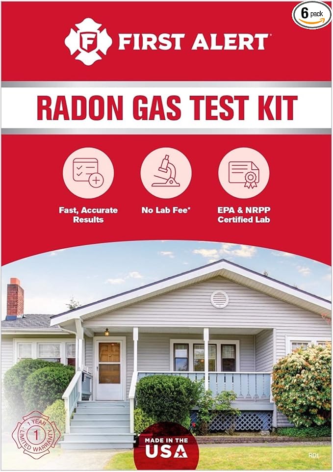 First Alert Radon Gas Test Kit,RD1,(Pack of 6)