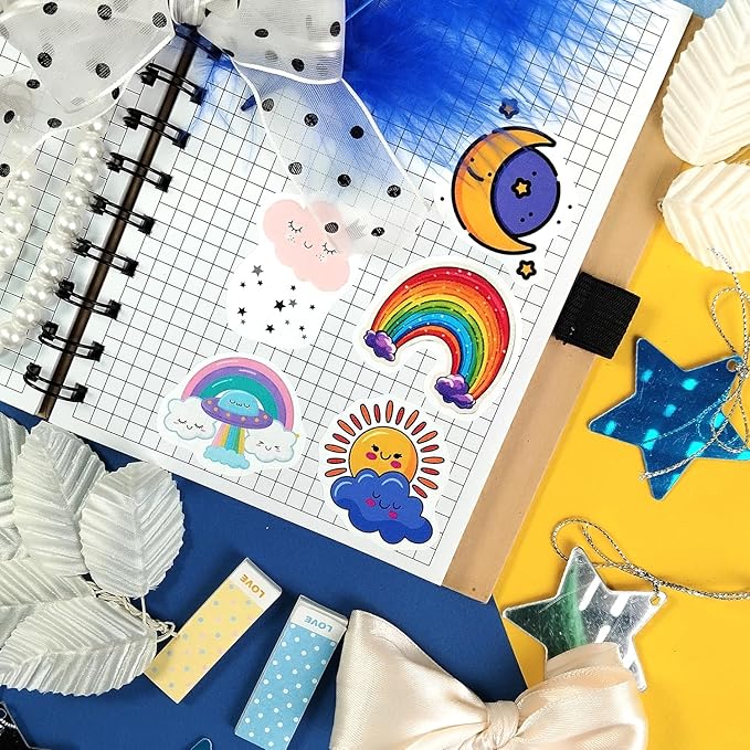 BulbaCraft Cloud Stickers, Rainbow Stickers for Water Bottles, Cloud Stickers, Cloud Birthday Party Decorations and Supplies, Rainbow Party suppliess, Gifts for Women & Men