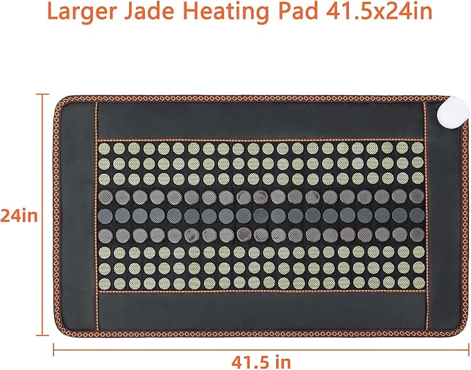 Far Infrared Heating Pad, Natural Jade and 2 Different Tourmaline Heating Pad, Electric Heating Pads for Back Neck Shoulders and Abdomen, Auto Shut Off Function (41.5" X 24")