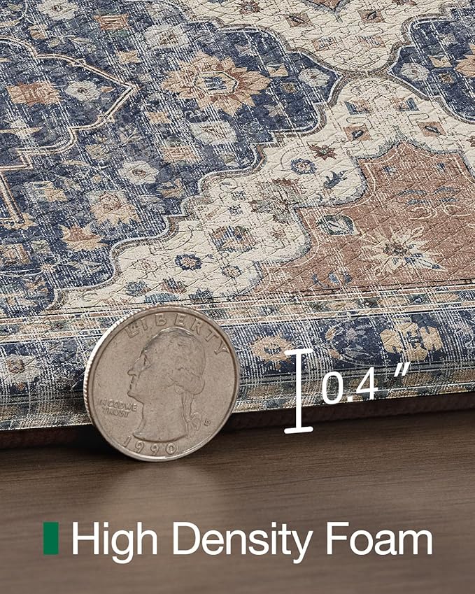 LUMI Anti Fatigue Kitchen Mat, Waterproof & Stain-Resistant Cushioned Standing Mat, Non-Slip Comfort Rug for Kitchen, Sink, Laundry, Home Office, 17" x 59", Indigo