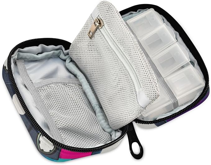 Audio Cassette Tape Pill Box 7 Day Pill Case Travel Pill Organizer Bag Container for Medicine with Zipper Portable Weekly Case Compact Size for Medicine, Vitamin, Supplement