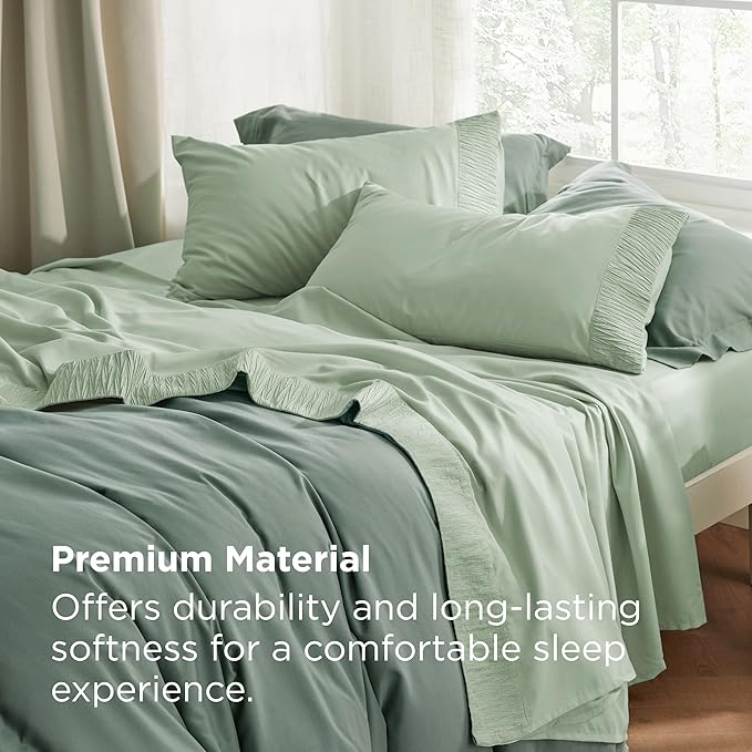 Bedsure Twin XL Sheet Sets Dorm Bedding - 3 Pieces Soft Extra Long Twin Sheets, Hotel Luxury, Easy Care Microfiber for Women, Men, Sage Green