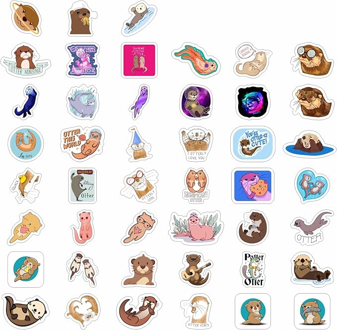 BulbaCraft 100Pcs Sea and River Otter Stickers for Laptop and Water Bottle - Otter Gifts, Cute Stuff, Gifts for Women & Men