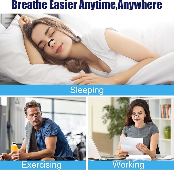 50Pcs Nasal Strips for Snoring, Nose Strips for Breathing, Sweat-Resistant - Improve Sleep, Relief from Nasal Congestion(Black,50)