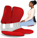 curble Grand(Extra Wide&Sturdy) Cover Set – Ergonomic Back Support Chair & Detachable Cover, Lumbar Support for Posture Corrector and Low Back Pain Relief, Perfect for Home Office Desk Chair(Set Red)