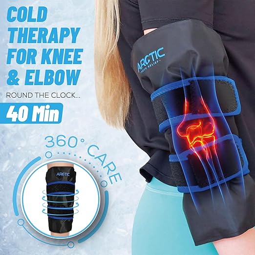 Two Pack - Knee and Elbow Ice Pack Wrap | Reusable Gel Ice Pack, Arm Ice Sleeve, Knee Pain Relief