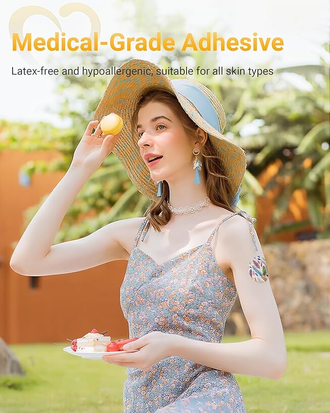 Libre 3 Sensor Covers Waterproof, Amolyfe 10 Pack Freestyle Libre 3 Plus Covers, Bump-Proof with Hard Cap, Waterproof Breathable Medical CGM Adhesive Patches, 14-Day CGM Protection (Easter)