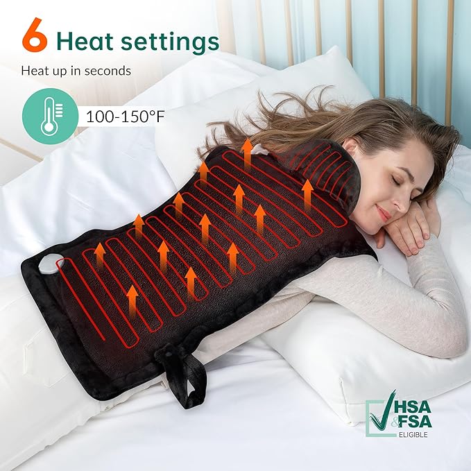 Heating Pad for Neck and Shoulders and Back, Heated Pad for Back Pain Relief, FSA Eligible Extra Large Heat Pad, Machine Washable Father Husband,Gifts for Dad Men Mom Women