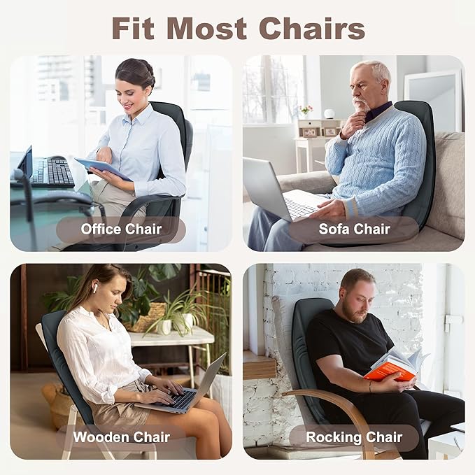 Vibration Back Massager with Heat, Massage Chair Pad with 10 Vibration Motors & 2 Heating Levels, Chair Massager for Recliner, Office Chair, Sofa