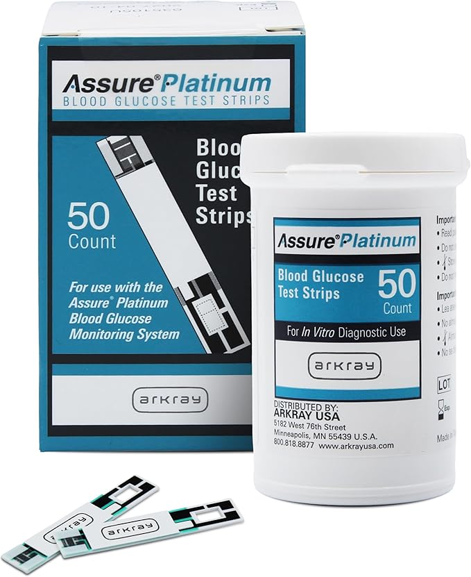 Assure Platinum Blood Glucose Test Strips – No Coding Required, 0.5 Microliter Sample, Accurate & Fast 7-Second Results, Compatible with Assure Platinum Blood Glucose Meter, 50 Count