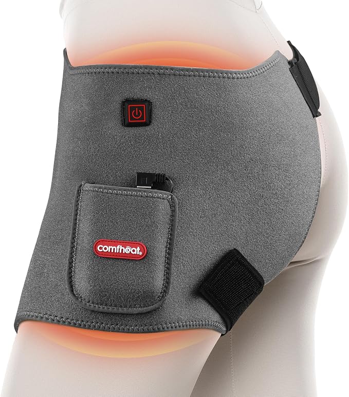 Cordless Hip Heating Pad for Hip & Sciatica Pain Relief 5000mAh Battery Powered Heated Hip Brace for Women, Men Recovery Electric Hip Heat Pad Wrap, Up to 52" Waist Size