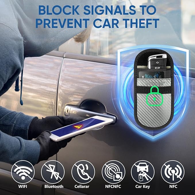 TICONN 2PK Faraday Bags for Car Keys Fob, 3.5"X5.0" Faraday Cage Protector, Car RFID Signal Blocking, Anti-Theft Pouch Anti-Hacking Case Blocker (Grey, M)