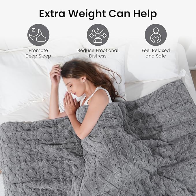 Drewin Sherpa Weighted Blanket for Adults (48" x 72" 10lbs, Grey), Dual Sided Cozy Soft Fleece Bed Blanket for Sleep Natural and Relaxing, 3D Jacquard Cable Pattern Warm Weighted Blankets for Sofa Bed