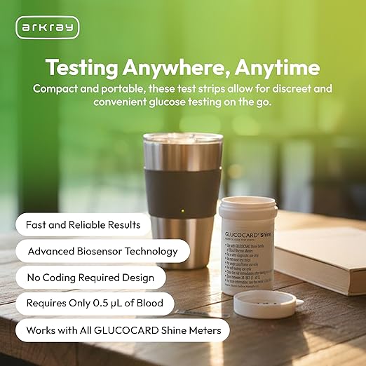 ARKRAY GLUCOCARD Shine Blood Glucose Test Strips – No Coding Required, Fast 5-Second Results, 0.5 Microliter Sample Size – Compatible with GLUCOCARD Shine Blood Glucose Meters, 50 Count